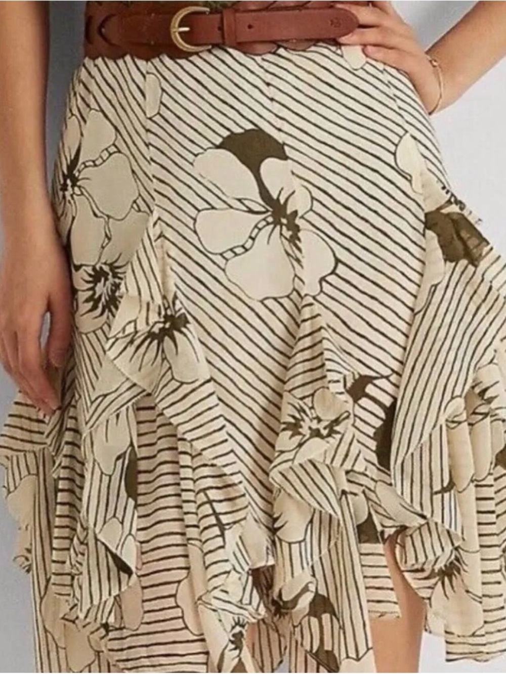 Ralph Lauren Chiffon Floral Ruffle Skirt NWT